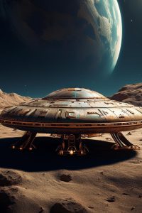 院线科幻电影海报，宇宙星云背景中悬浮的巨型飞船，蓝紫色光效震撼